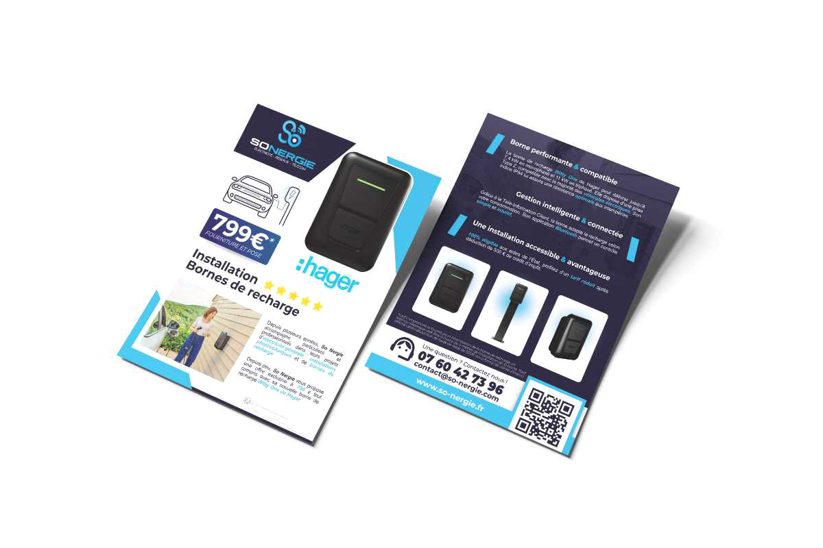 SO Nergie installation de borne de recharge à Dijon, exemple flyer