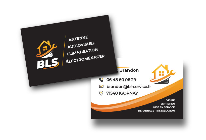 création carte de visite BLS aide aux particuliers vente dépannage entretien mise en service installation antenne audiovisuel climatisation électroménager igornay saone et loire bourgogne franche-comté