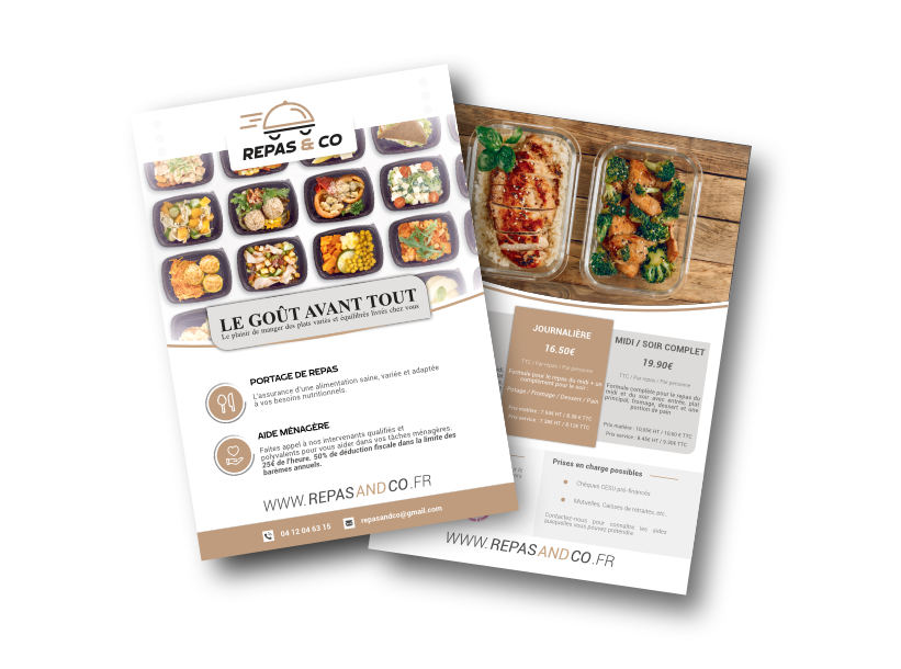 création flyer repas and co service à la personne livraison repas à domicile marseille