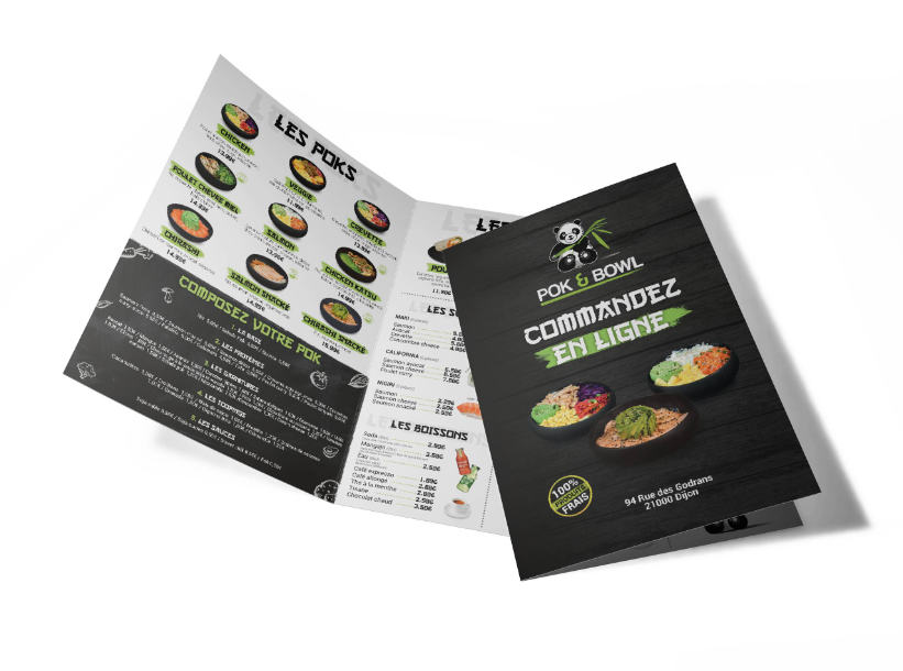création menu restaurant pok&bowl bourgogne franche comté agence de communication digitale spark's dijon