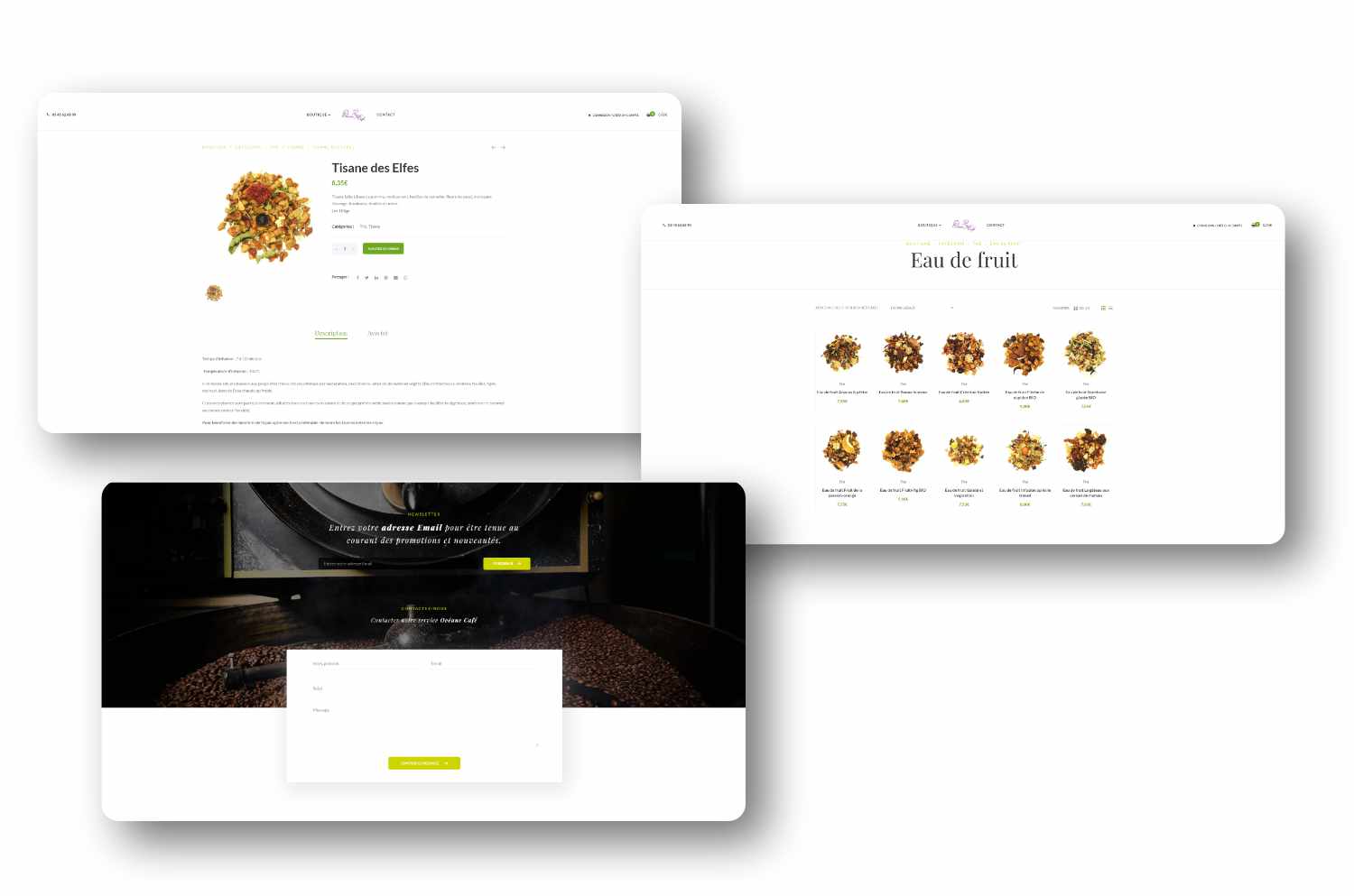 site internet boutique en ligne Océane Café Dijon