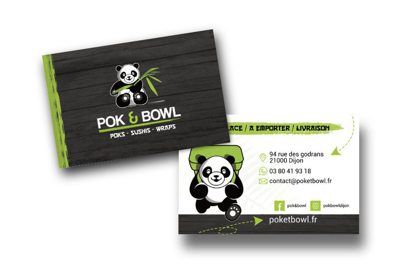 création carte de visite pok&bowl restaurant restauration panda dijon bourgogne franche comté